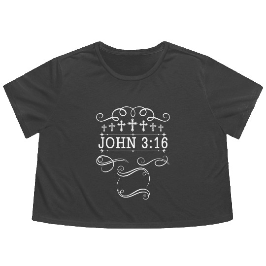 John 3:16 Love Jesus Christian Christmas Flowy Cropped Tees
