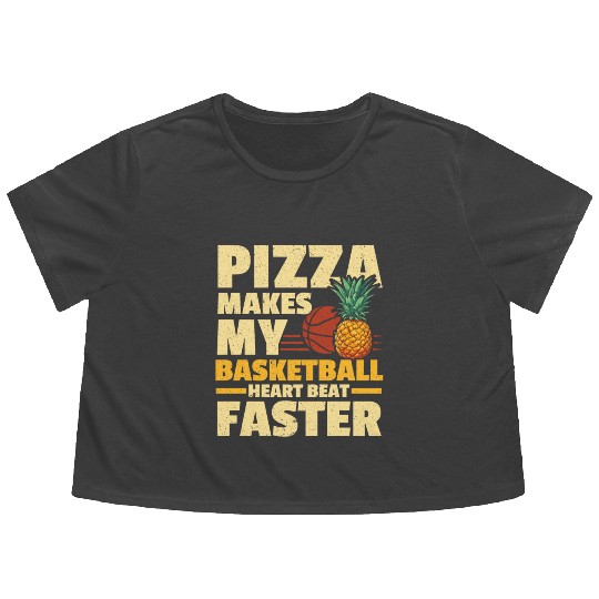 Pineapple Basketball Tropical Fruit Summer Sport Flowy Cropped Tees