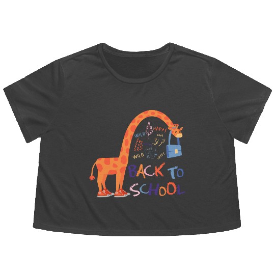 Happy Giraffe back to school Flowy Cropped Tees