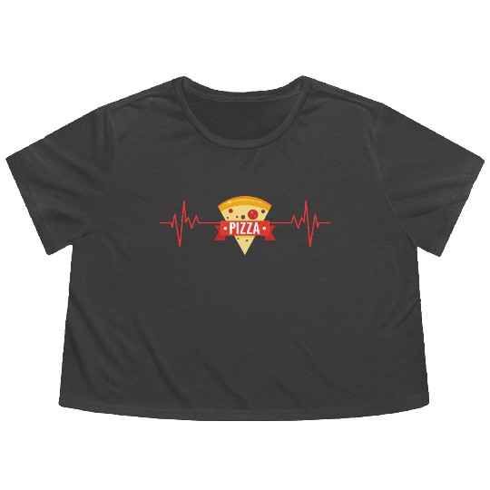 My heart beats for pizza Flowy Cropped Tees