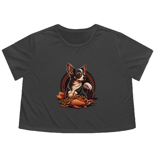 Chihuahua | Thanksgiving Day Farmer Food Autumn Flowy Cropped Tees