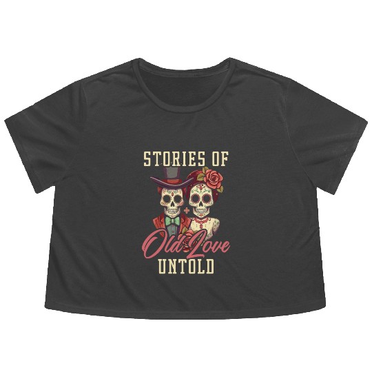 Dia De Los Muertos Sugar Skull Mexican Holiday Flowy Cropped Tees