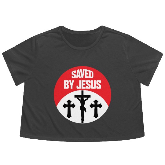Saved By Jesus Love Jesus Christian Christmas Flowy Cropped Tees