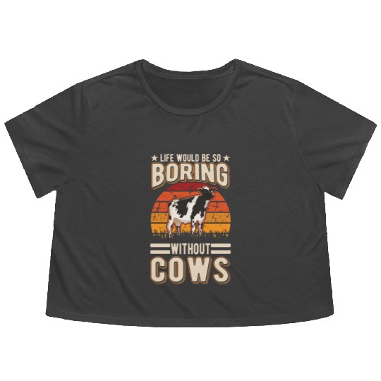 Cow Cattle Breeder Land, Farmer Cows Flowy Cropped Tees
