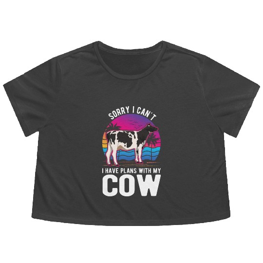 Cow Cattle Breeder Land, Farmer Cows Flowy Cropped Tees