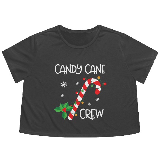 Candy Cane Crew Funny Christmas Lights Xmas Gift Flowy Cropped Tees