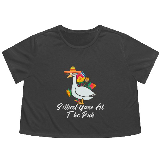 Silliest Goose at the pub cinco de mayo Flowy Cropped Tees