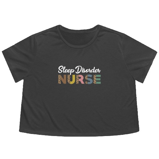 Sleep Disorder Nurse Leopard Pattern Flowy Cropped Tees