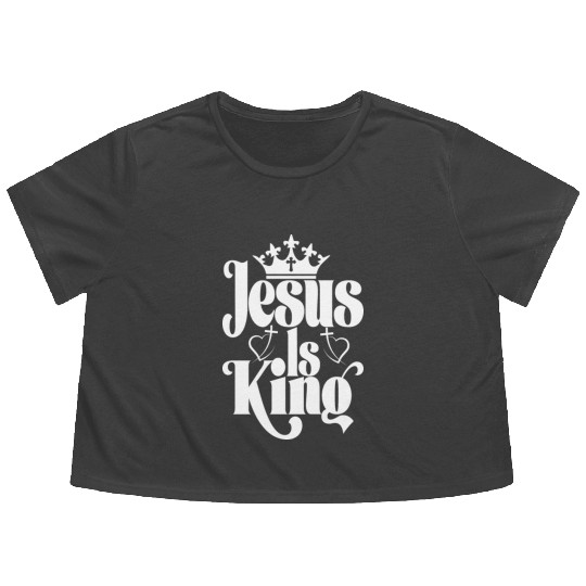 Jesus Is King Love Jesus Christian Christmas Flowy Cropped Tees