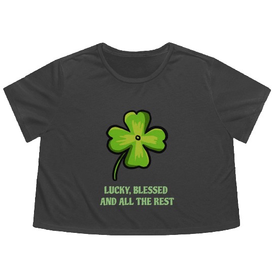 Lucky Blessed And All The Rest Flowy Cropped Tees