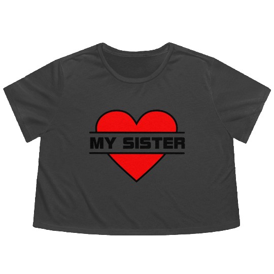 Heart I love my sister for true sisterly love 'Wit Flowy Cropped Tees