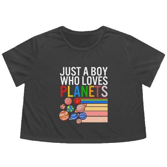 Solar System Flowy Cropped Tees, Just A Boy Who Loves Planets