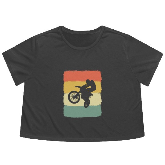 Motorcross Dirt Bike Motorcyclist Or Racer Gift Flowy Cropped Tees
