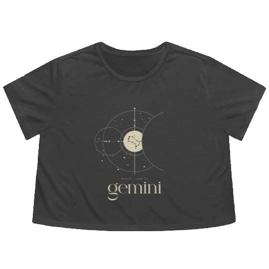 Gemini Star Constellation Zodiac Minimalist Flowy Cropped Tees