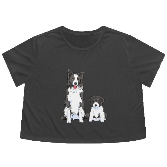 Border Collie Dogs Lover Father s Day Flowy Cropped Tees