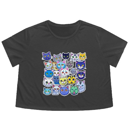 Hilarious Meme Cats: Shareable Humor Pack Flowy Cropped Tees
