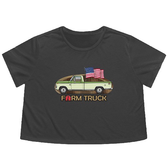 Farm Truck Light Green Flowy Cropped Tees