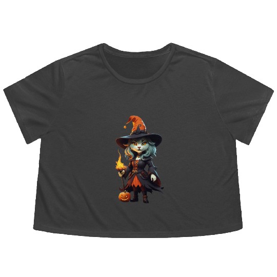 Wicked little witch Flowy Cropped Tees