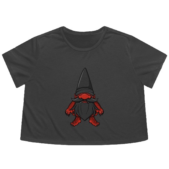 Nain Rouge Of Detroit Michigan Gnome Cryptid Lover Flowy Cropped Tees