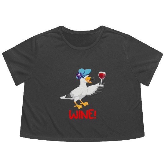Seagull Flowy Cropped Tees Wine Lover North German Seagulls