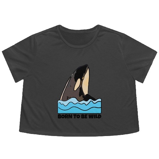 Born to Be Wild: Playful Orca Design Flowy Cropped Tees