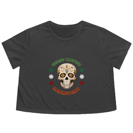Mexican calavera Flowy Cropped Tees