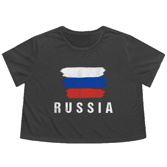 Painted Russia Flag Russian Flag Fan Flowy Cropped Tees