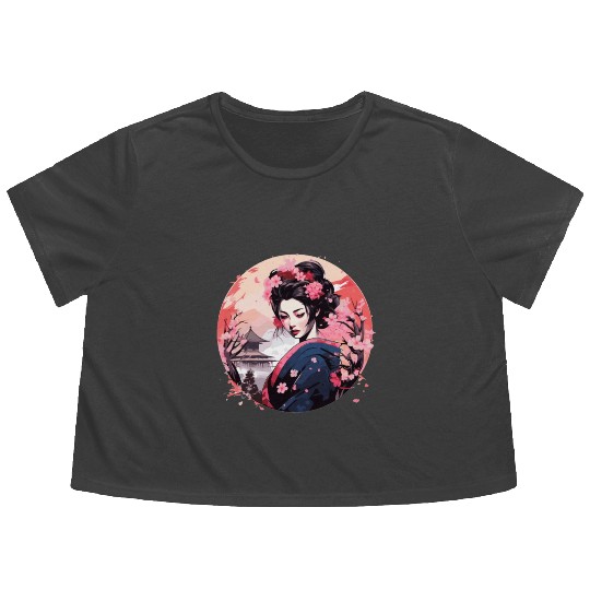 Geisha of Japan Flowy Cropped Tees