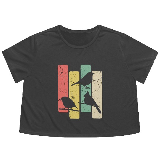 Birds Art Budgie Heron Sparrow Robin Hummingbird Flowy Cropped Tees