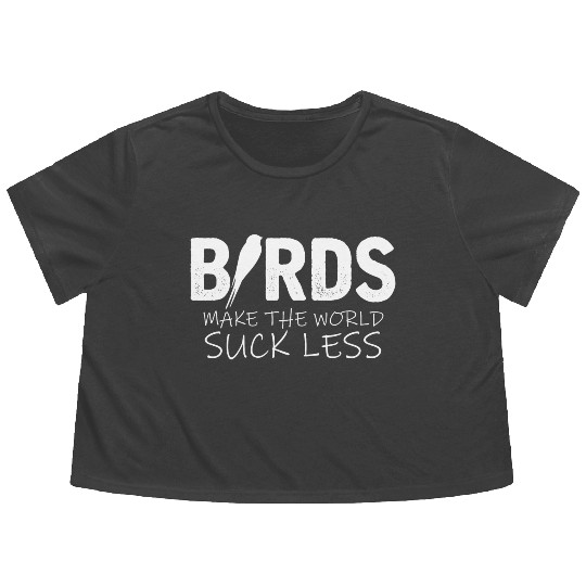 Birds Lover World Joke Budgie Canary Robin Lovers Flowy Cropped Tees