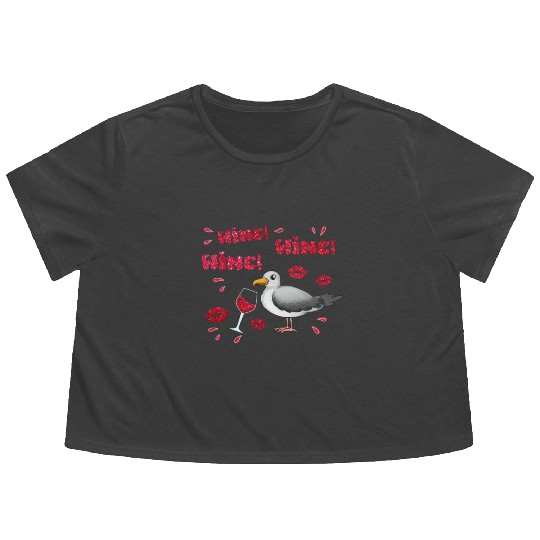 Wine Seagull Bird Lover Shorebird Seagulls Flowy Cropped Tees