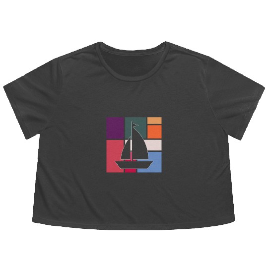 Vintage Sailing Adventure Flowy Cropped Tees