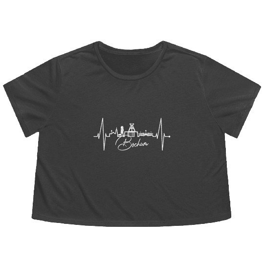 Bochum Skyline Heartbeat Ruhrpott Germany Lover Flowy Cropped Tees