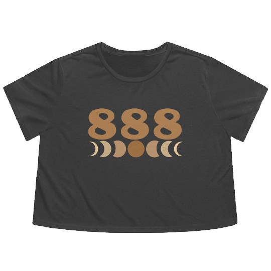 Moon Cycle Brown Angel Numbers 888 Flowy Cropped Tees