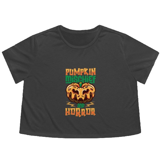 Scary Pumpkin Halloween Costume Autumn Fall Gift Flowy Cropped Tees