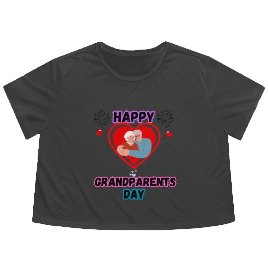 Happy Grandparents Day Flowy Cropped Tees