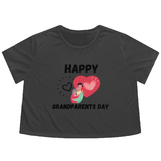 Happy Grandparents Day Flowy Cropped Tees