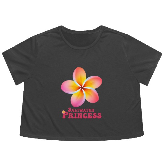 Surfing Girl Plumeria Flowy Cropped Tees