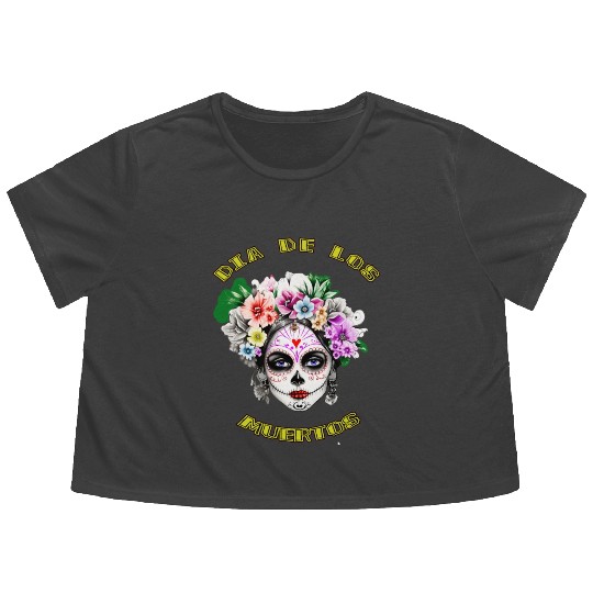 flower girl - day of the dead Flowy Cropped Tees