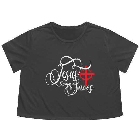 Jesus Saves Love Jesus Christmas Christian Flowy Cropped Tees