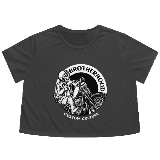 Riding brotherhood culture, skeleton riding a bike Flowy Cropped Tees