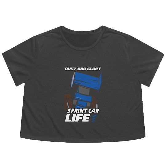 Sprint Car Mom Dirt Track Racing Racing Race Day Flowy Cropped Tees