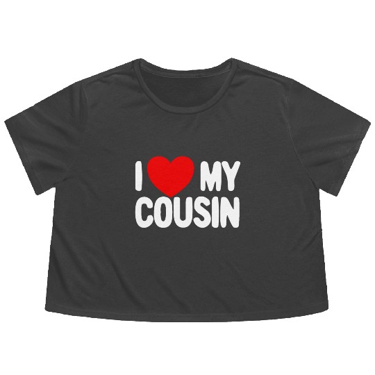 I Love My Cousin Red Heart Redneck Love My Cousin Flowy Cropped Tees