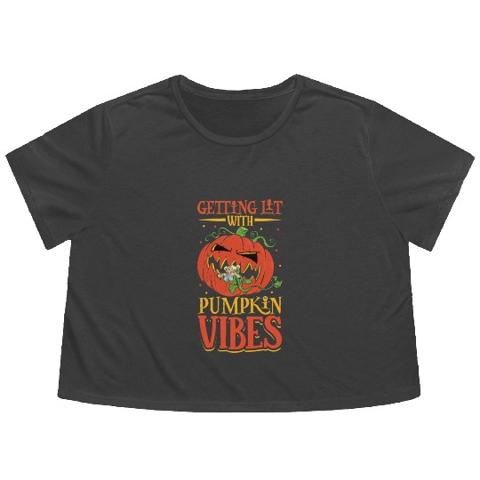 Scary Pumpkin Halloween Costume Autumn Fall Gift Flowy Cropped Tees