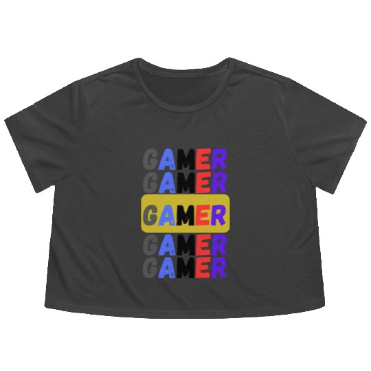 Distressed Retro Gamer Flowy Cropped Tees