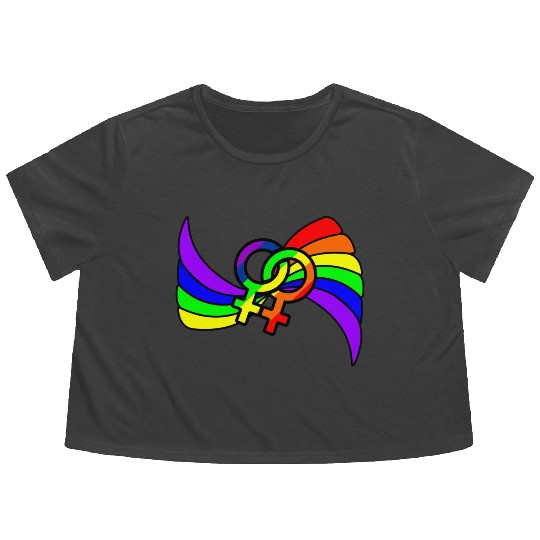 Gender lesbians logo in rainbow colors Flowy Cropped Tees