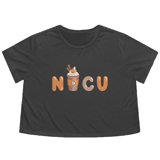 Cute NICU Coffee Halloween design Flowy Cropped Tees