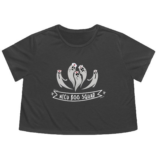Cute NICU Halloween | NICU boo squad design Flowy Cropped Tees