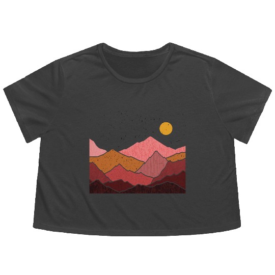 Mountains Nature Adventure Outdoor Flowy Cropped Tees