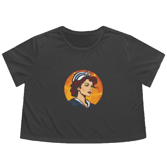 Sailing Sailor Sailboat Women Flowy Cropped Tees